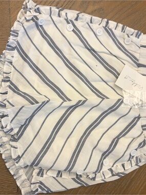Paper Crane White and Navy Striped Girls' Shorts